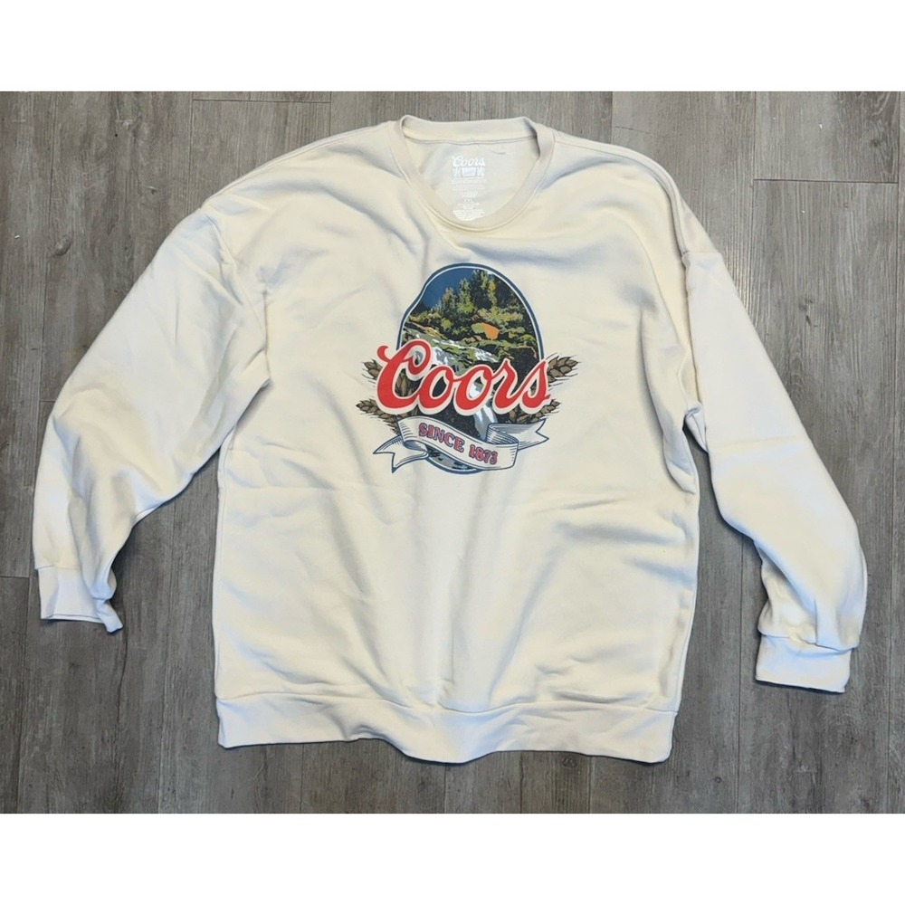 Coors Banquet Beer Graphic Sweatshirt XXL Tan Hybrid Apparel Pullover Mens
